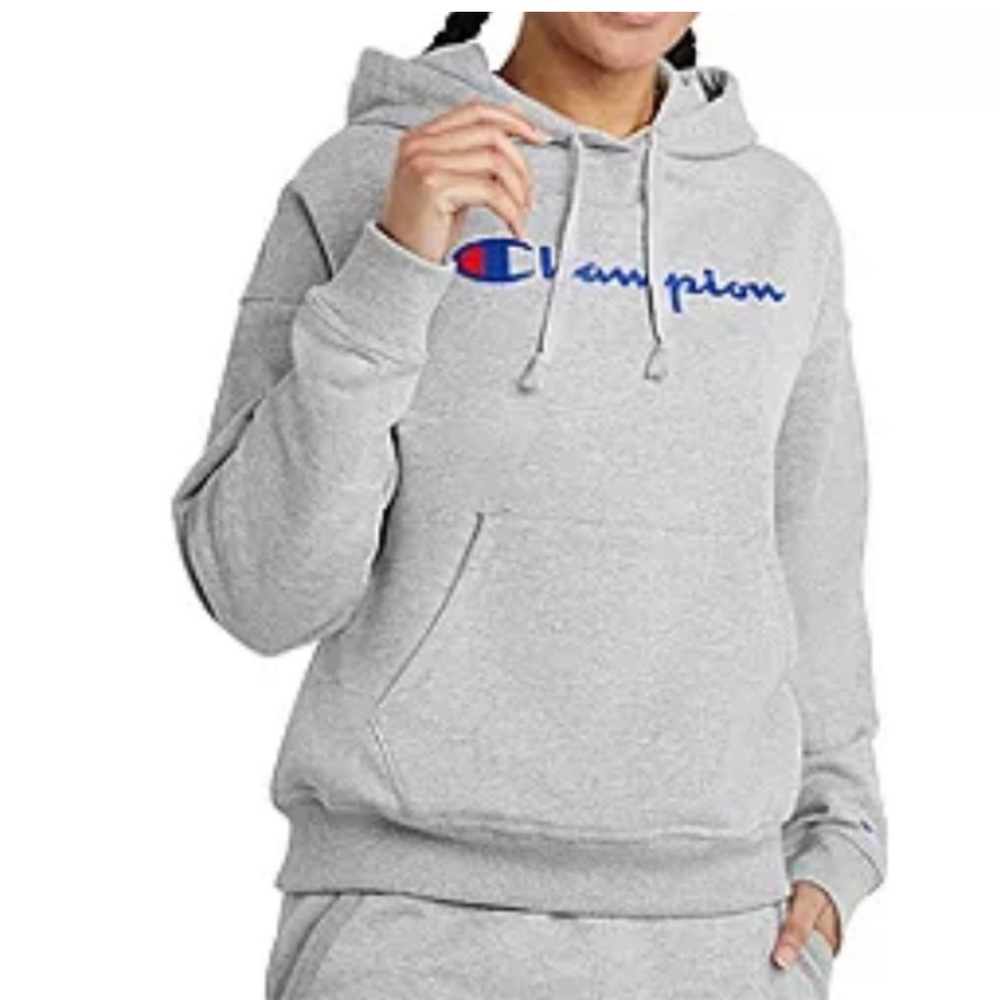 NWT MEDUIM CHAMPION UNISEX POWER-BLEND HOODIE HEATHER GRAY FEATURING PRI…